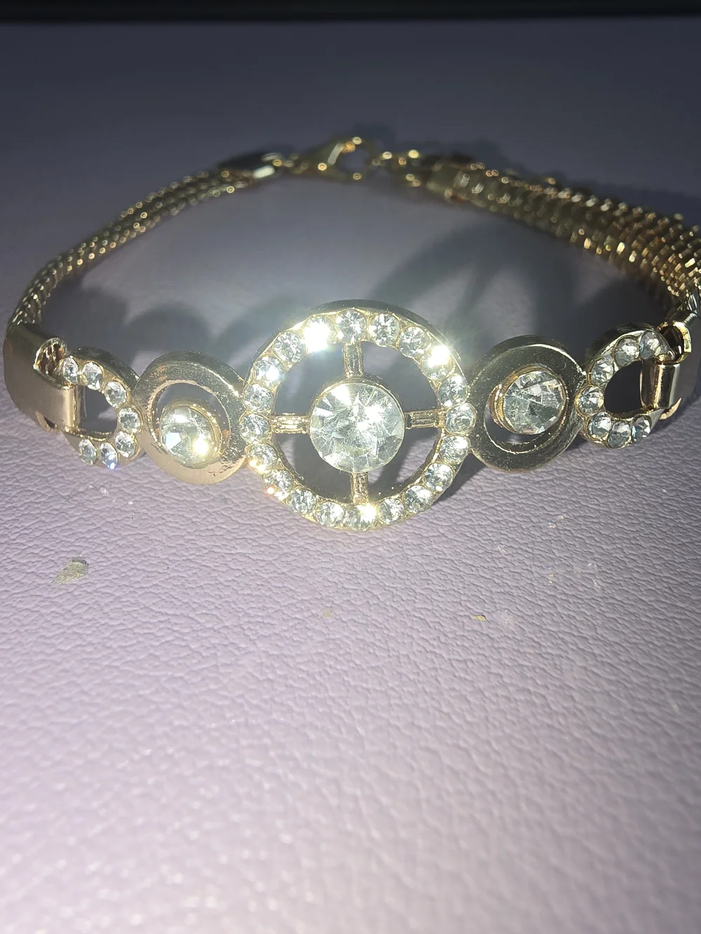 Gold Crystal Circle Link Bracelet - Women's Fashion Bracelet, Like New
